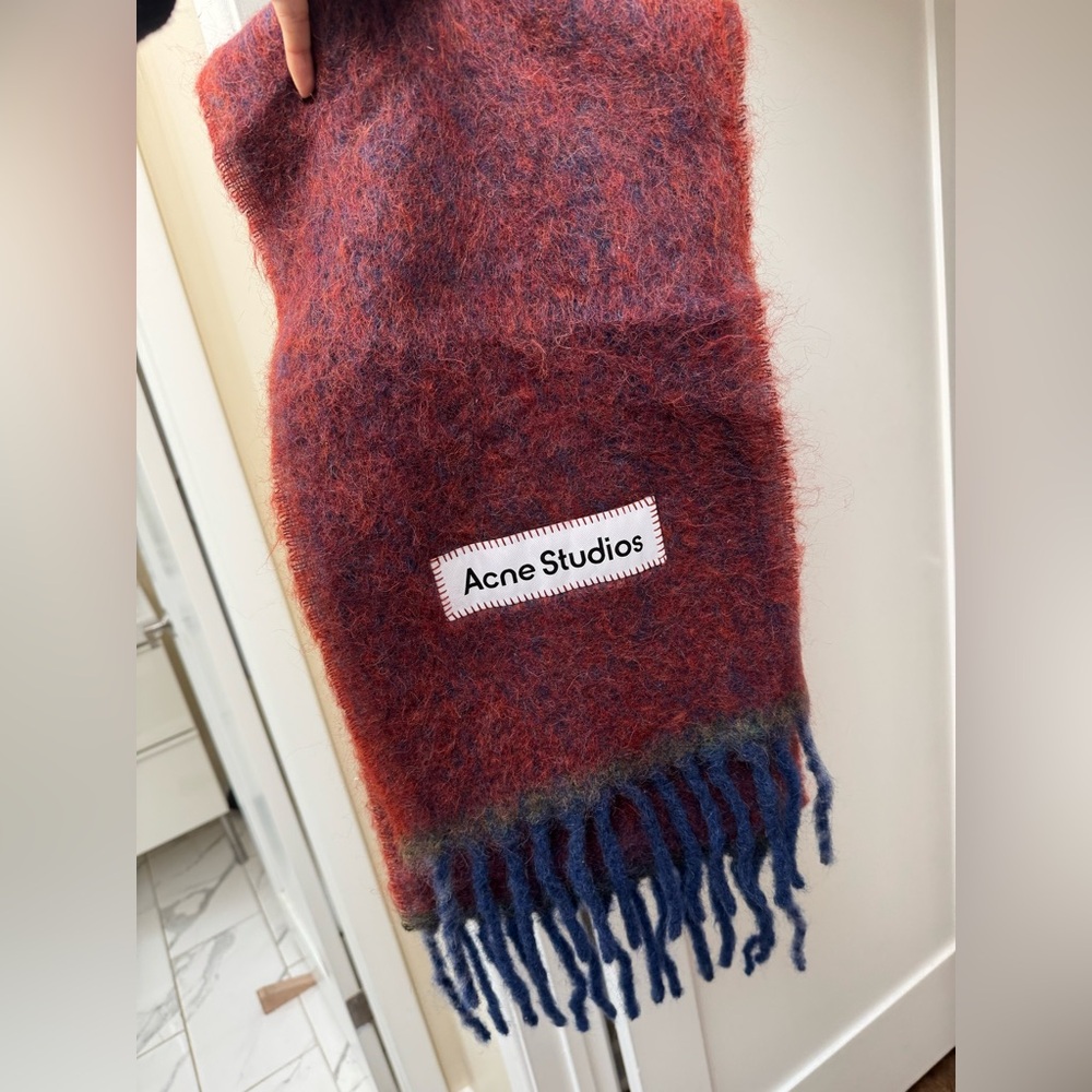 Acne Studios Red and Blue Wool Scarf